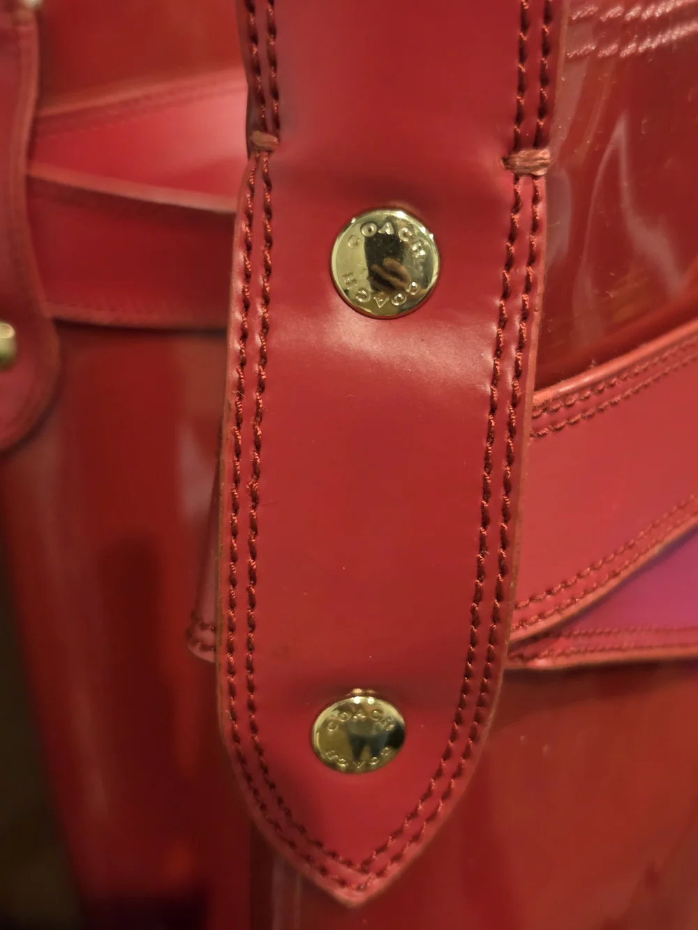 Coach Talia True Red Rain Boots with Gold Hardware